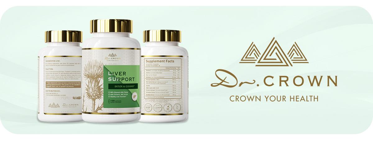 Dr. CROWN Liver Support Supplement for Detox & Cleanse with Milk Thistle, NAC, ALA & Turmeric - 120 Capsules