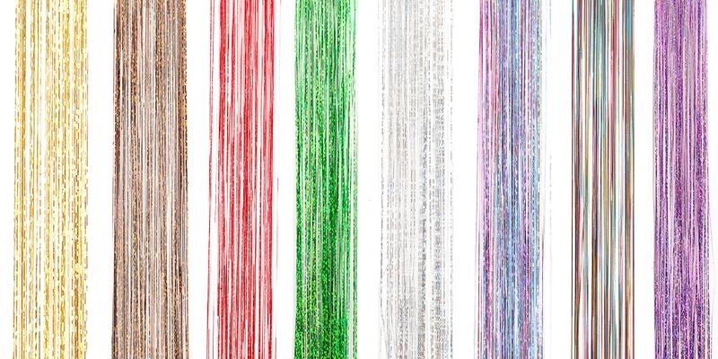 AISI HAIR 6 Pcs Clip-in Hair Tinsel Kit, 20 Inch Heat Resistant Glitter Tinsel Hair Extension Clips, Fairy Hair Sparkle Strands Festival Gift Party Dazzle Accessories for Women Girls Synthetic Hairpieces Synthetic Curly Wavy