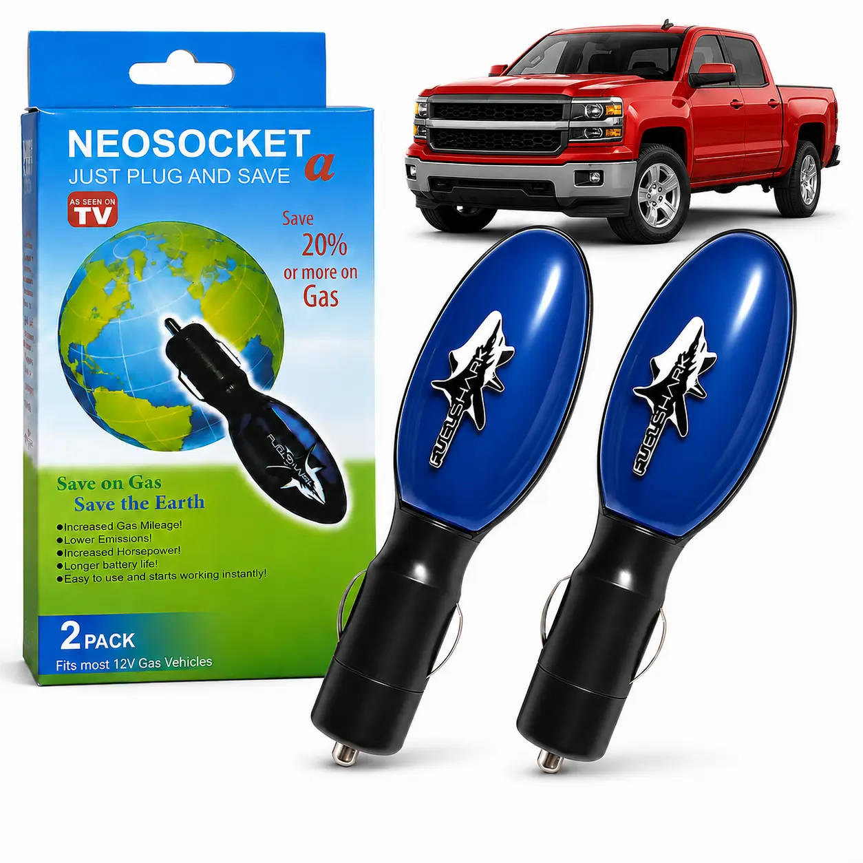 2026 Fuel Sync Gas Saver Device, 2 Pack Plug-in Gas Saver for Cars, Trucks, SUVs & Diesel Vehicles, 12V Automotive Fuel Saving Device, Compact Gas Economizer for City, Highway & Long-Distance Driving