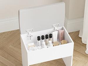 Small Vanity Desk Set with 3 Adjustable Lighted Mirror and Storage Chair IF018 Small Vanity Desk Set with 3 Adjustable Lighted Mirror and Storage Chair IF018
