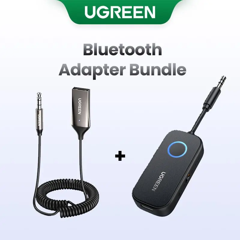 UGREEN Bluetooth 5.4-5.2 Transmitter Adapter Bundle, USB-A Port, 3.5mm Cable Accessory, Built-in Microphone for Hands-Free Calling, Plug-and-Use for Car & Home Audio Systems, Accessories, Bluetooth Transmitter