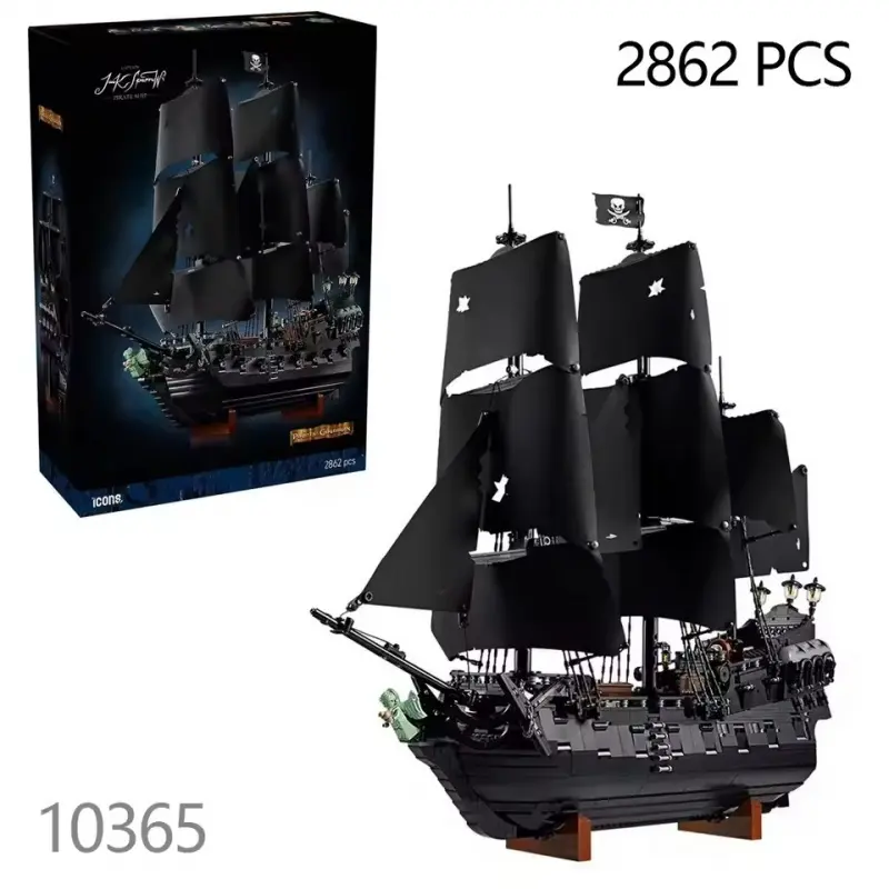 2862pieces Black Pirate Ship Building Blocks DIY Collectible Model Room Decor Sailboat Model Bricks Adults Boys Birthday Gift Compatible With Set 10365 Building Block Sets
