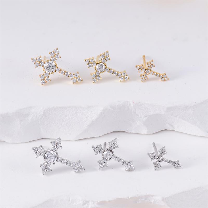 Delzzad Cross Prong Synthetic Moissanite Stud Earring S925 Moissanite Jewelry Perfect Birthday Mother’s Day Gift for Men Women Wedding Set