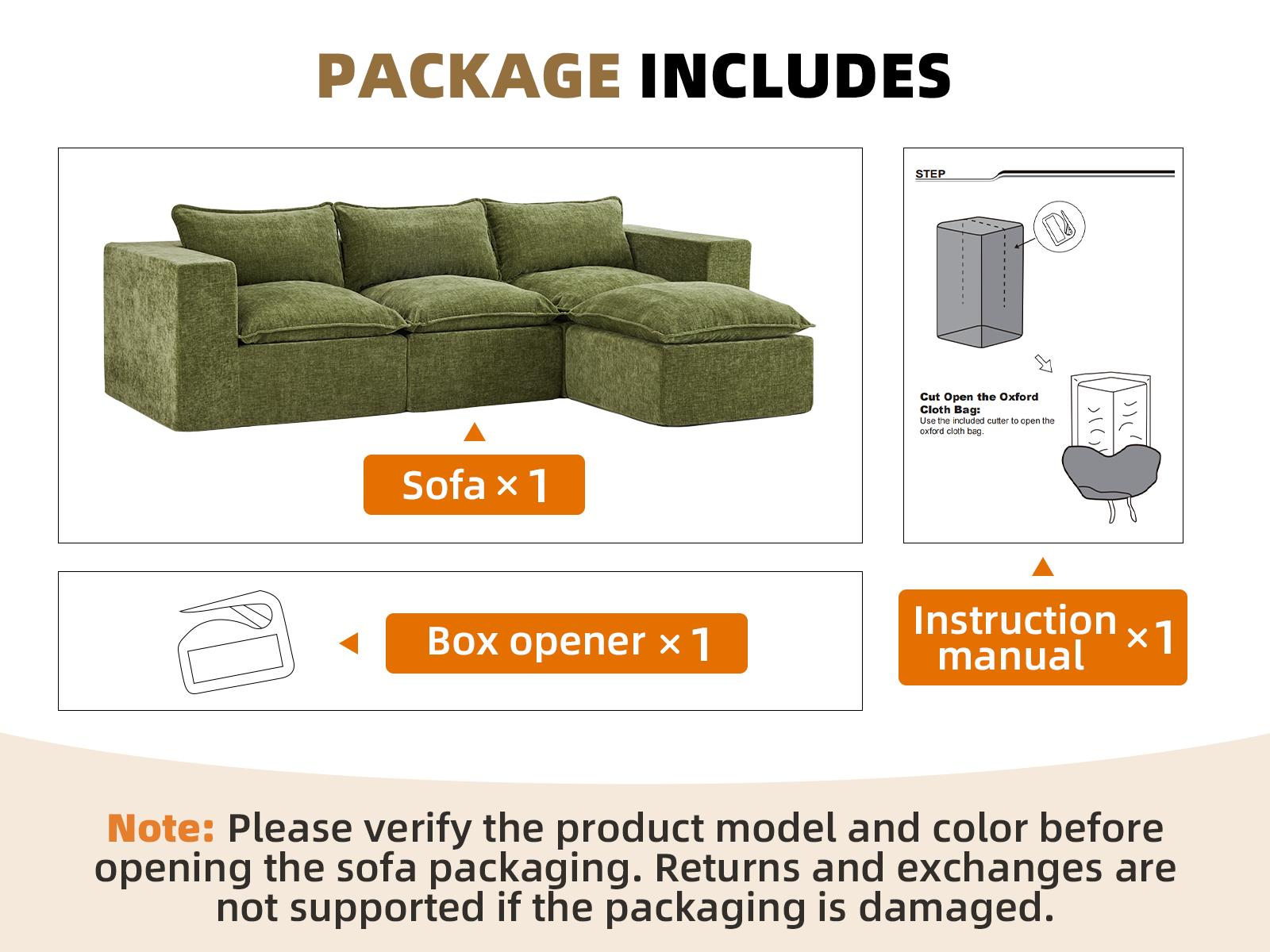 UDPATIO Boneless Sectional Couch with Chaise, Chenille Modular Boneless Sofa Big Comfy Couch with Removable Washable Cover couches for living room, Bedroom No Assembly SpringBreak UDPATIO Boneless Sectional Couch with Chaise, Chenille Modular Boneless Sofa Big Comfy Couch with Removable Washable Cover couches for living room, Bedroom No Assembly SpringBreak
