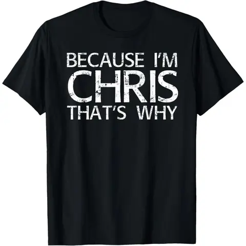 Women's Breathable Cotton T-Shirt - Sarcastic "Because I'm Chris That's Why" Print, Classic Relaxed Crew Neck, Short-Sleeve, Regular Fit Casual Streetwear, Funny Gift Idea (Pairs with Joggers)