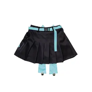 Error Code Cyberpunk Tech Pleated Black Blue Skirt