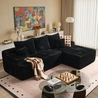 96" Black L Shaped Sofa with Right Chaise