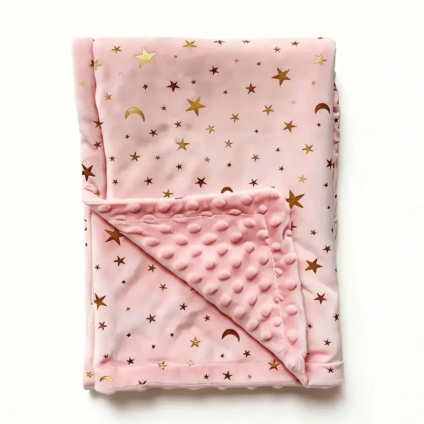 Cute Baby Blanket, Star Moon Pattern Design, Soft Comfortable Newborn Night Sleep Crib Cover, Lightweight Portable Unisex Swaddling Cloth, Washable Bedding
