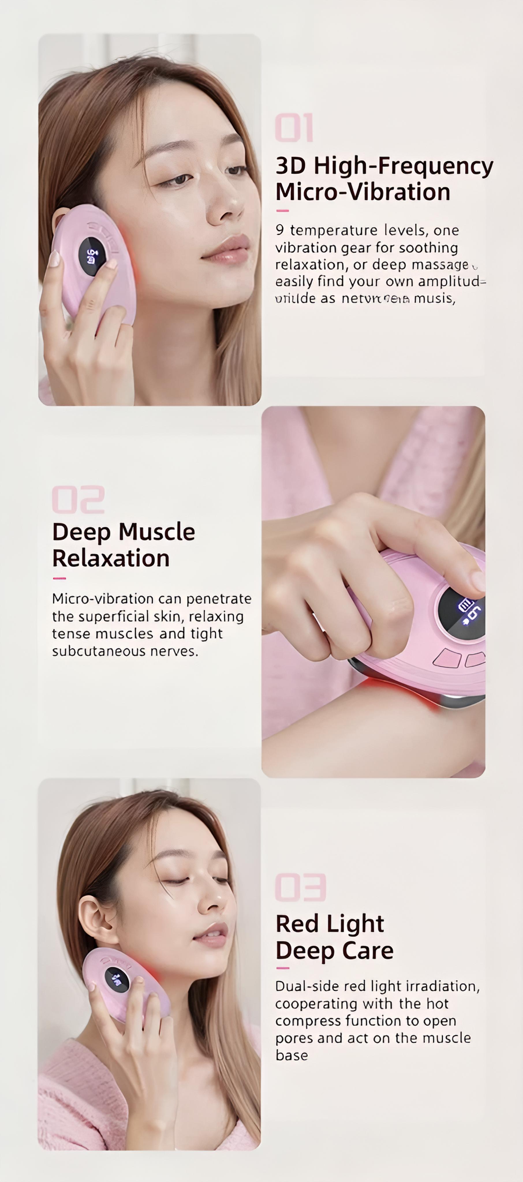 Electric Gua Sha Massager with 9-Level Heat & Vibration for Anti-Aging Neck & Face Lift Reducing Wrinkles and Puffiness