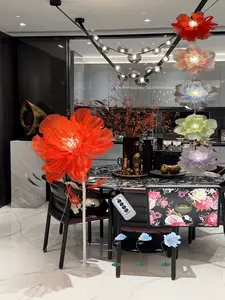 Automatic opening and closing LED artificial flowers, wedding party event artificial flower decorations for shopping malls