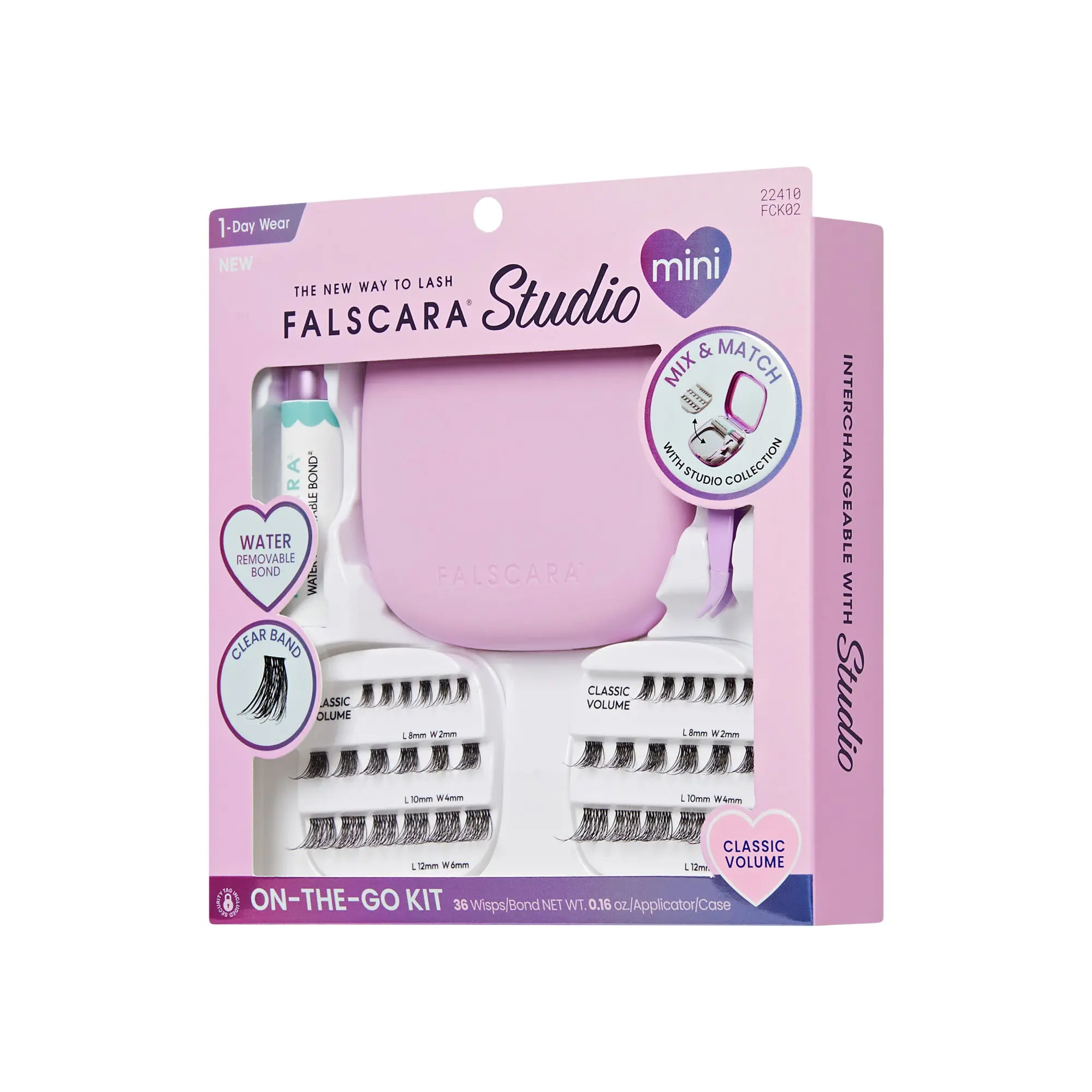 Falscara Studio Mini On-The-Go Kit - Classic Volume | DIY False Lash Extensions, Cluster Lash, Wispy Lashes, 36 Wisps, 8mm-12mm