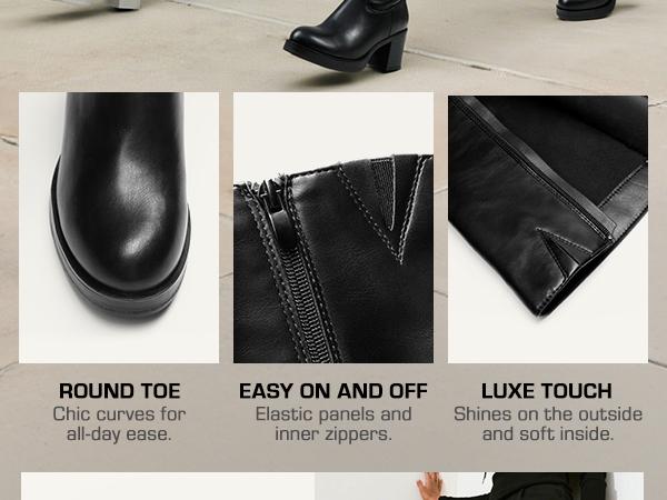 DREAM PAIRS Women's Knee High Boots Chunky Platform Heel Round Toe Boots for Women Side Zipper Stylish Comfortable Tall Boots