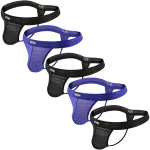 5Pack panty  Men's Low Rise Transparent Mesh Merino Wool G-String Thong Underwear Fashionable Breathable Multicolor Regular Flat Corner Ice Cute Striped Cotton Pouch Sexy Exotic Printed Slim Stretchy Fit Classic  Daily Wear