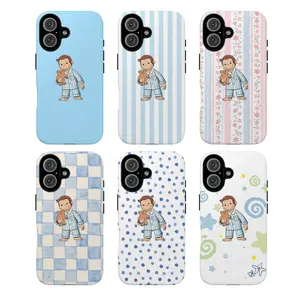 Cute Cartoon Monkey Tough Phone Case, Phone Cover, Fun Pink Animal Design Protective Phone Cover, Protective Cover, Suitable for a variety of iPhone models, from Iphone 17 series to Iphone 11 series, and Iphone x series