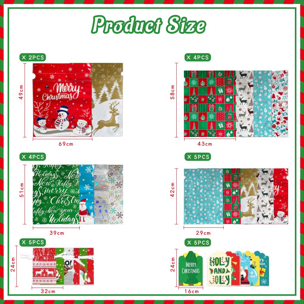 50PCS Christmas Gift Wrapping Set (25 Colorful Bags + 25 Tags) – Random Patterns, Say Goodbye to Single-Style Gift Bags, Perfect for Holiday Gifts