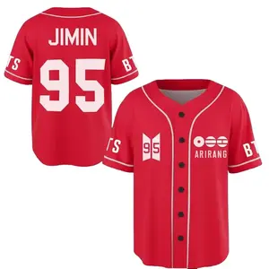 Full Print Bangtan Baseball Jersey Jersey, Vintage JIMIN 95 Jersey Shirt for Men & Women, Baseball Jersey for Men and Women, Baseball Jersey Style