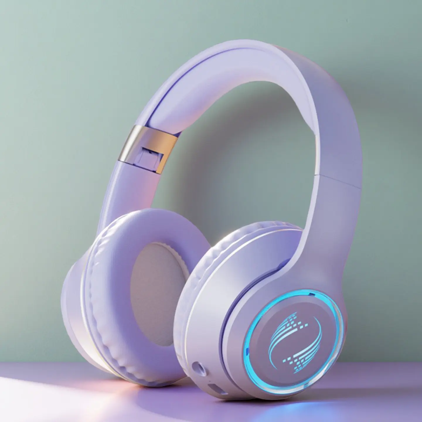 Wireless Headphones Bluetooth Headphone with RGB Lights Bluetooth Gaming Headset Low Latency Long Battery Life Comfortable Perfect for Gaming, Music, School & as a Gift for Girls and Boys, Purple