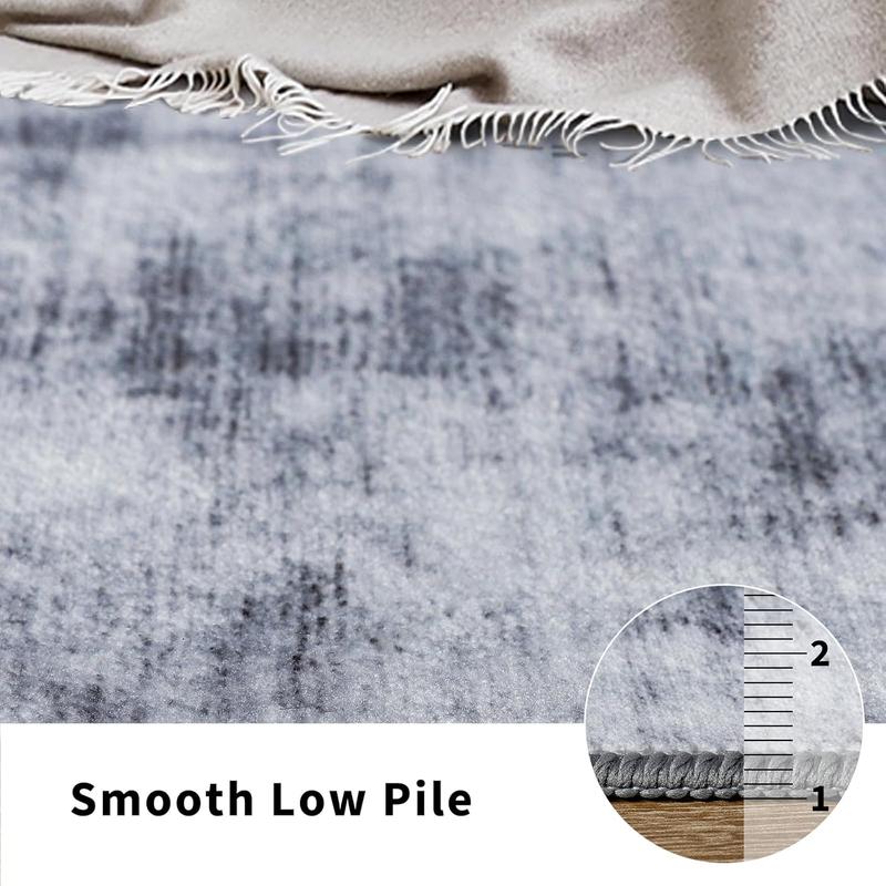H&D HOME Modern Faux Cashmere Low Pile Area Rug Soft Cozy Microfiber Mat for Living Room Bedroom Non-Slip Rubber Backing Non-Shedding Stain-Resistant Dust-Release Easy to Clean Machine Washable Waterproof Kid & Pet Friendly