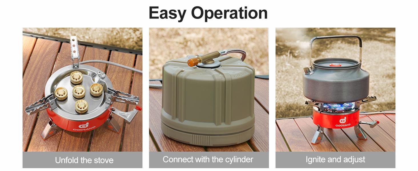 Odoland 9000W Portable Camping Stove Lightweight Camp Stove Collapsible Backpacking Stove with EVA Box for Outdoor Camping Cooking Hiking and Picnic Emergency