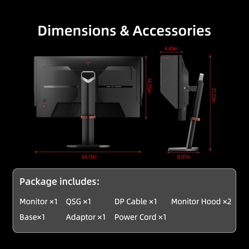 KTC 27" 2K 200Hz 27M1 Monitor, 2560x1440P OC 210Hz Fast IPS Gaming with Shielding Hood Dual 2W Speakers VESA Mount Tilt Swivel Pivot Height Adjustment 3-Year Warranty
