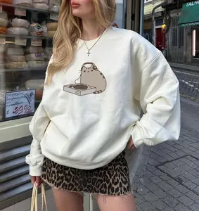[Sale up to 50%] [Free Ship] Pusheen The Cat DJ PUSHEEN Sweatshirt, Unisex Crewneck Sweatshirt, Pusheen Stuff, Pusheen Shirt