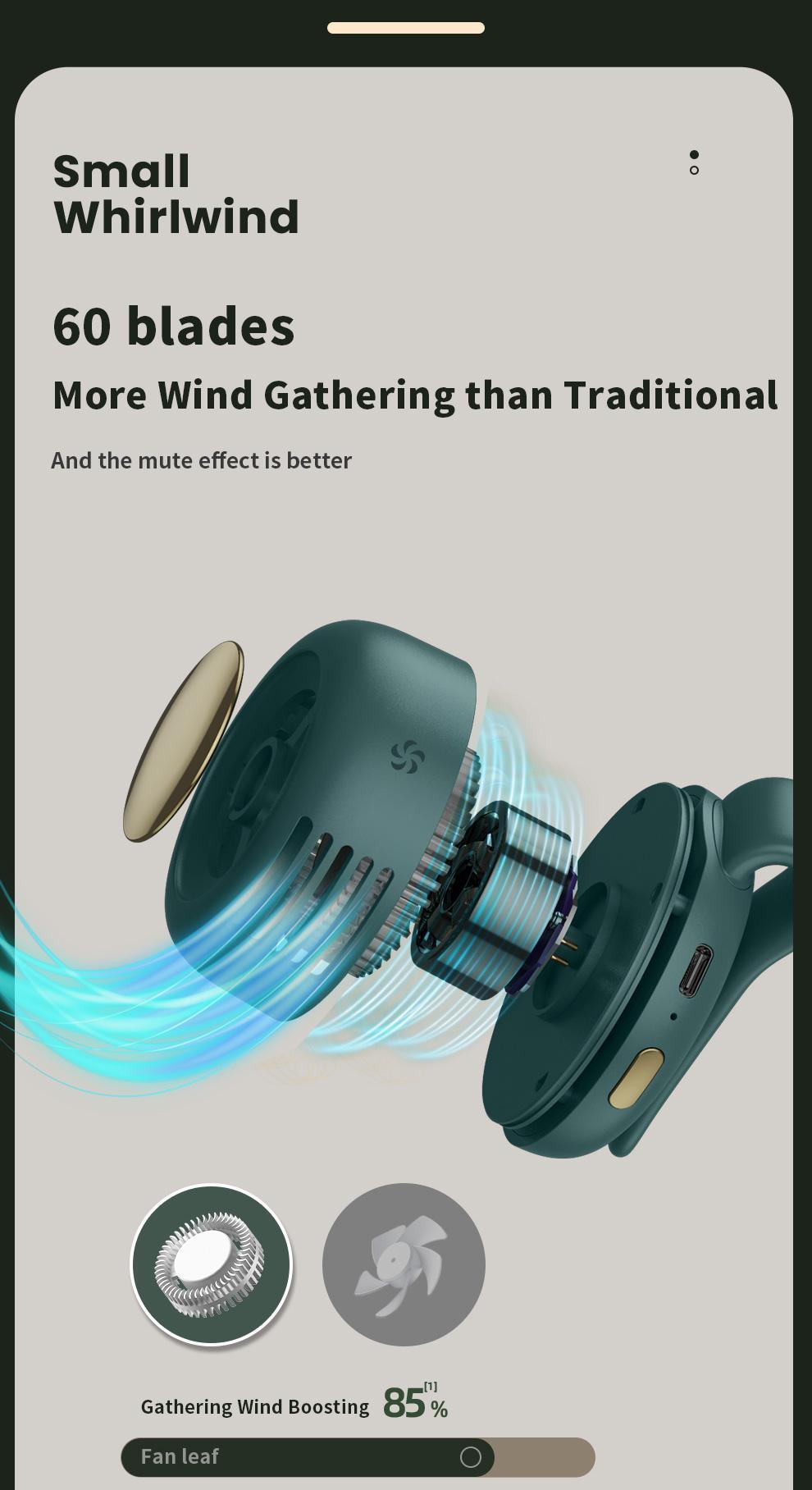 Convenient Summer Essential Mini Bladeless Fan One-Handed Operation 3-Speed Mode Adjustable Silent Clip-On Rechargeable for Outdoor Office Travel Mother's Day Gift Convenient Summer Essential Mini Bladeless Fan One-Handed Operation 3-Speed Mode Adjustable Silent Clip-On Rechargeable for Outdoor Office Travel Mother's Day Gift
