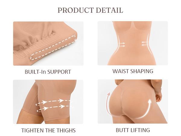 FeelinGirl  Strapless Shapewear Tummy Control Bodysuit Seamless Shaping Shortie with Removable  Womenswear Fabric Comfortable Christmas Style Springtok SpringStatements