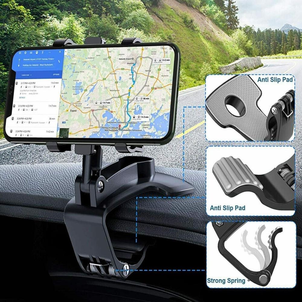Universal Car Phone Holder Mount, 360 Degrees Rotation Dashboard Phone Holder, Car Phone Mount for iPhone Samsung Google Nokia 4 to 7" Smartphones