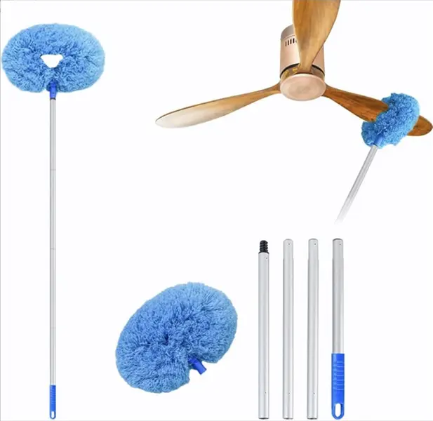 Reusable Extendable Microfiber Cleaning Duster - Lightweight Household Garage Cleaning Tool, Telescopic Dust Brush for Home Ceiling Fans, Wall Cobweb Corners, Portable Space-Saving Cleaner