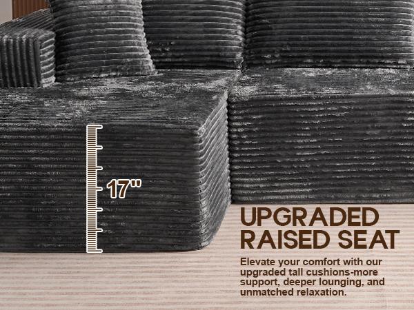 【3 Packages Shipping】Ovios 135" Sectional Boneless Sofa Couch with Chaise, Modular Cloud Couch with Ottoman Plush Corduroy, No Assembly Required Big Comfy Sofa Bed with Fluffy Memory Foam for Livingroom 【3 Packages Shipping】Ovios 135" Sectional Boneless Sofa Couch with Chaise, Modular Cloud Couch with Ottoman Plush Corduroy, No Assembly Required Big Comfy Sofa Bed with Fluffy Memory Foam for Livingroom