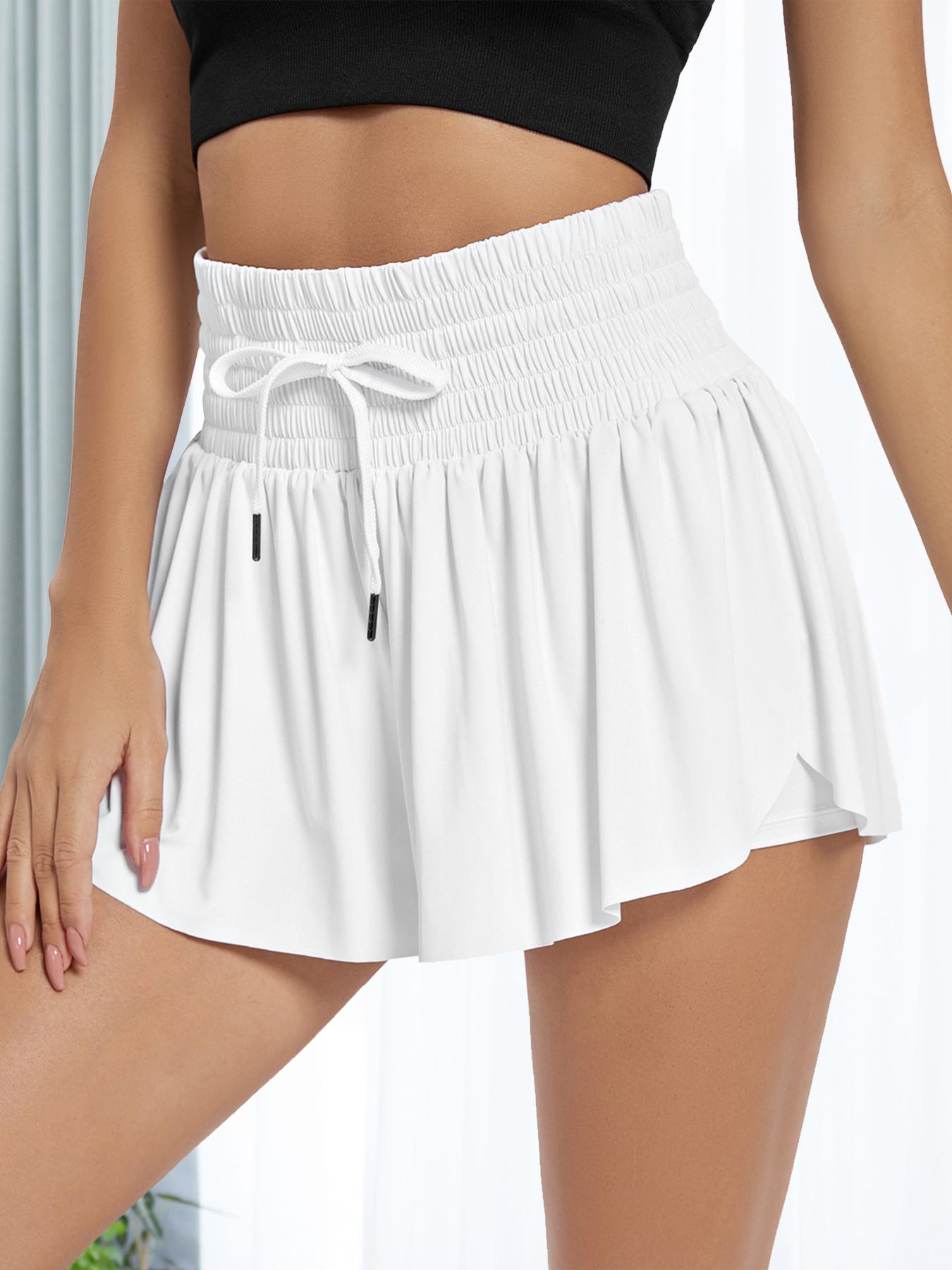 Women's Flowy Athletic Shorts Golf Shorts High Waisted Solid Pocket 2-in-1 Sporty Workout Shorts for Gym Yoga, Tennis, and Indoor/Outdoor Sports