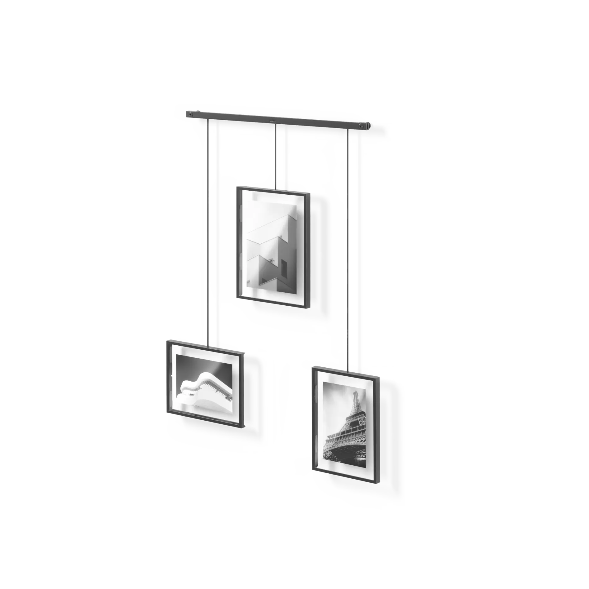 Umbra Exhibit Photo Display, Multi-Photo Wall Decor with 3 Hanging Gallery Frames, Customizable Layout