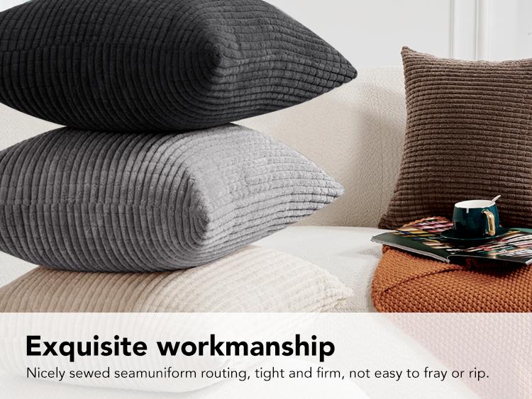 Deconovo 4-Pack Throw Pillow Covers, Soft Corduroy Fabric with Striped Pattern, Perfect for Sofa, Bedroom, and Living Room