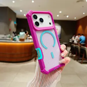Translucent Case for iPhone 17 Pro Max 16 15 14 13 12, Bling Sparkly Case Compatible with MagSafe with 6 ft Drop Protection Anti Slip Shockproof Anti Scratch Phone Case for Women and Men