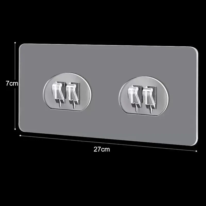 Transparent No-drill Storage Rack Hooks Strong Adhesives, for Shower Bathroom Caddies Kitchen Utensil Hook, Portable Durable Multifunctional Punch-free Wall Self Adhesive Storage Hook