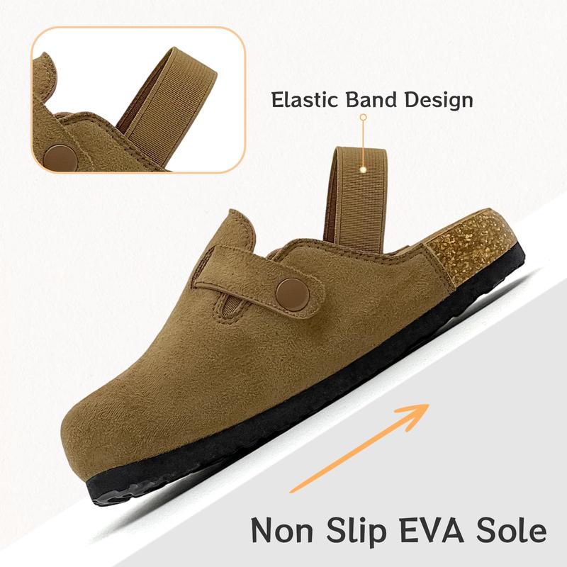 Lumubby Kids Suede Clogs Toddler Clogs Boys Girls Sandals Cork Footbed Indoor Outdoor Cute Classic Adjustable Buckle Round Toe Anti Slip Soft Footwear Comfortable Slip On Design