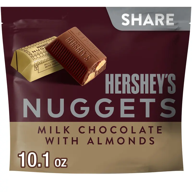 Hershey's Nuggets Milk Chocolate with Almonds Candy, Share Pack 10.1 oz