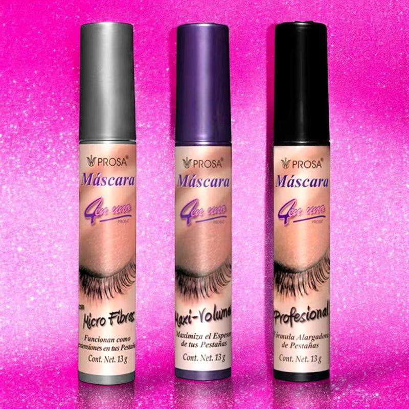 Prosa Viral 4 in 1 Mascara Collection - Professional Silicone Brush for Natural Lash Definition & Longer Length - Makeup