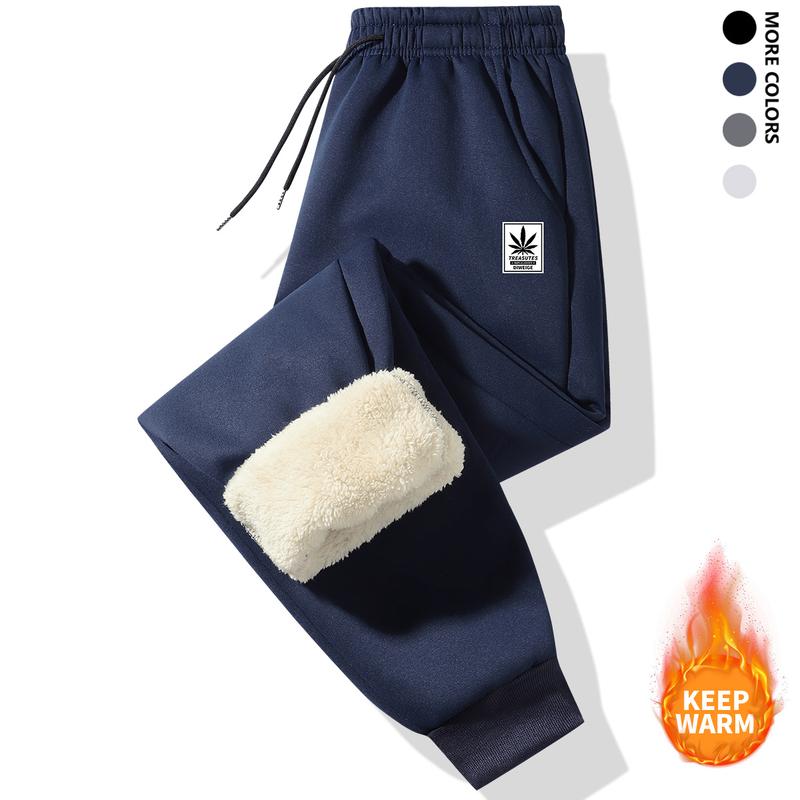 Men'S Casual Plush Sweatpants with Adjustable Drawstring Waist & Zippered Pockets - Comfortable Cold-Resistant Thickened Men'S Pants Warm Sweatpants Sports Leggings Warm Casual Sports Pants