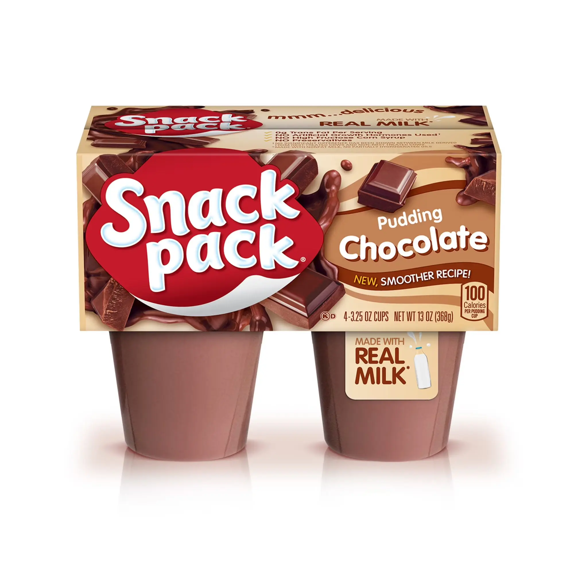 Snack Pack Chocolate Pudding, Pudding Cups, 3.25 oz, 4 Count