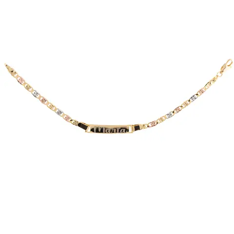Unisex Customized 3-Tone Gold-Plated Cursive Bracelet - 7.5 in Daily Costume Jewelry Bracelet for Casual Wear with Triple-Tone Shine