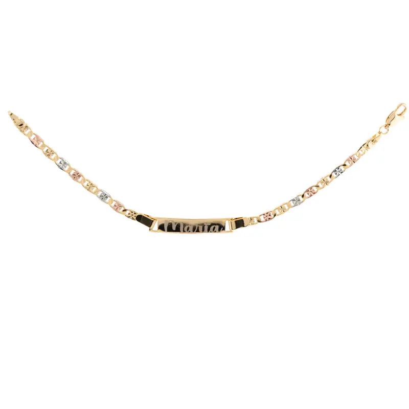 Unisex Customized 3-Tone Gold-Plated Cursive Bracelet - 7.5 in Daily Costume Jewelry Bracelet for Casual Wear with Triple-Tone Shine