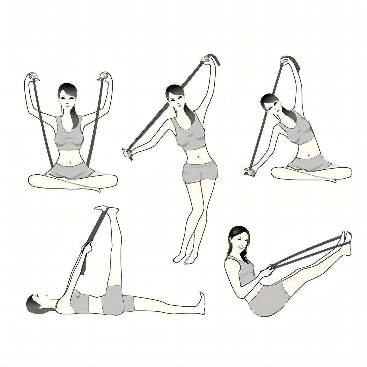 Spot Yoga Stretching Band Digital Segmented Dance Shaping Body Elastic Rope Position Training Assisted Resistance Stretching Fitness Adjustable Leg and Pelvic Floor Trainer Deep Firm Massage Yoga Roller birth  prop full-body training arm band