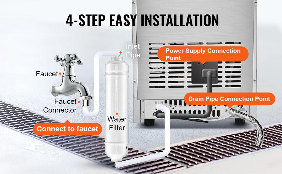 VEVOR 110V Commercial Ice Maker Machine 120-130LBS/24H with 33LBS Bin, Stainless Steel Automatic Operation Under Counter Ice Machine for Home Bar, Include Water Filter, Scoop VEVOR Super Brand Day VEVOR 110V Commercial Ice Maker Machine 120-130LBS/24H with 33LBS Bin, Stainless Steel Automatic Operation Under Counter Ice Machine for Home Bar, Include Water Filter, Scoop VEVOR Super Brand Day