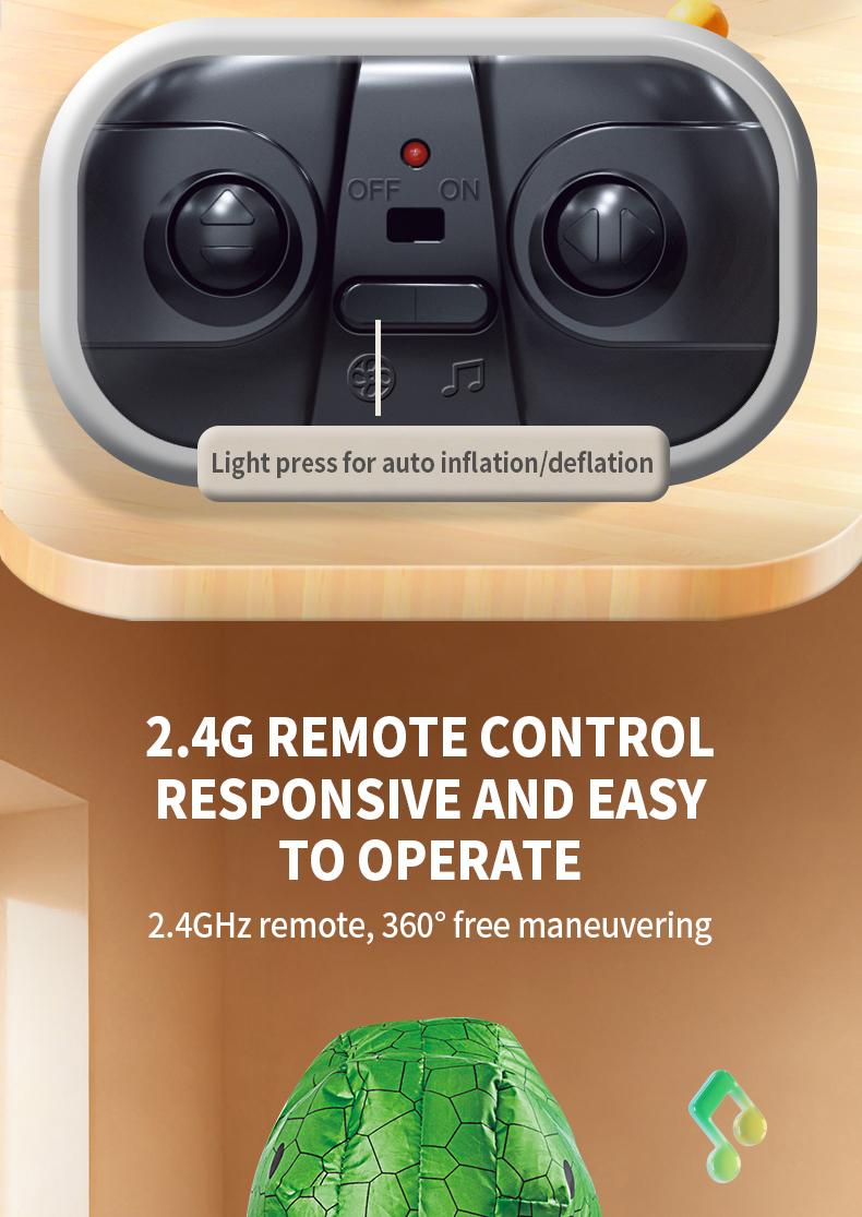 BRRRRT 2.4GHz Remote-Controlled Inflatable T-Rex Dinosaur Toy with Sound & Spinning Features Rechargeable for Indoor & Outdoor Play Green & Brown Options Ideal for Boys Girls and Adults