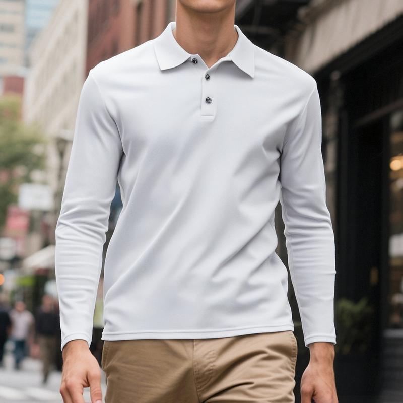 The men's long-sleeved golf shirt features a pointed collar design and has the functions of moisture-wicking and sweat absorption. It is suitable for casual wear in spring and autumn, and also suitable for business casual occasions. Valentine's Day gift