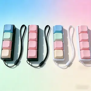 4 Keys Keyboard Fidget Toy for Adults Fidget Mechanical Keyboard Clicker Toys Keychain Stress Relief for Anxiety Decompression Desk Toy