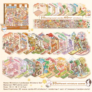 [Brand Hot Selling]20 Sets DIY 3D Sticker Scene Collection album for Kids Adults Cute Make Your Own Shop House Stickers for Gifts Stickers Therapy for Adult Relief Stress Pass The Time Play Park Hamburg Castle Library,vintage artistic craft Multi-Style