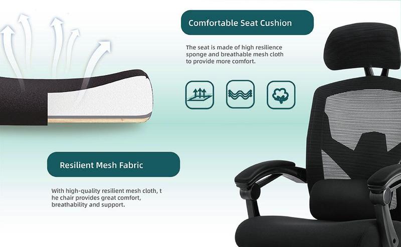 Ergonomic Office High Back Computer Chair, Reclining Office Chair with Foot Rest