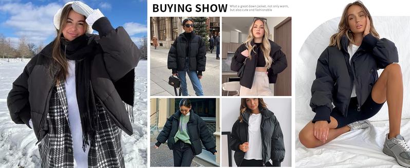 Arssm Women’s Cropped Quilted Jacket – Lightweight Zip-Up Winter Coat for Cozy Streetwear & Casual Cold Weather Outfits